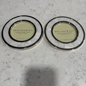 Pottery Barn Mother of Pearl Frame - Round 4" Opening Silver Plated Finish NEW